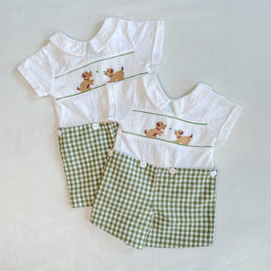 Green Puppy Romper