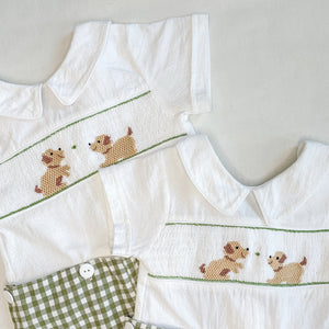 Green Puppy Romper